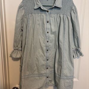 Free People Denim Sky Blue Textured Dress